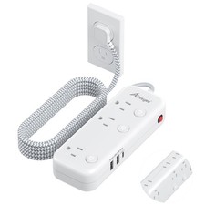 Individual Switch Power Strip Surge Protector 6 Outlet 5 FT Flat Plug Cord