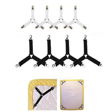 4Bed Sheet Fasteners Adjustable Elastic Suspenders Straps Mattress Covers Clips