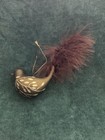 Glass bird ornament with feather tail and gold accents — photo 2