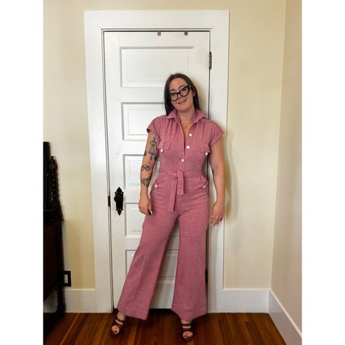 70s Vintage Dusty Rose Jumpsuit Sz M