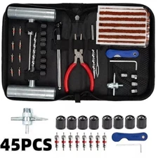 45PC DIY Tire Repair Kit Tools Plugs Punctured Flat Tires For Car Truck SUV Fix