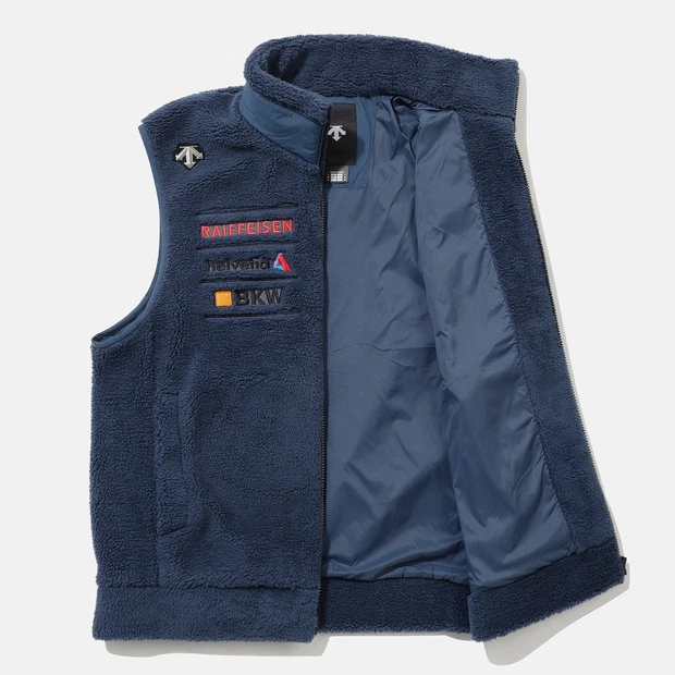 DESCENTE SWISS SKI Sherpa Fleece Vest NAVY ASIAN FIT - Image 4 of 4