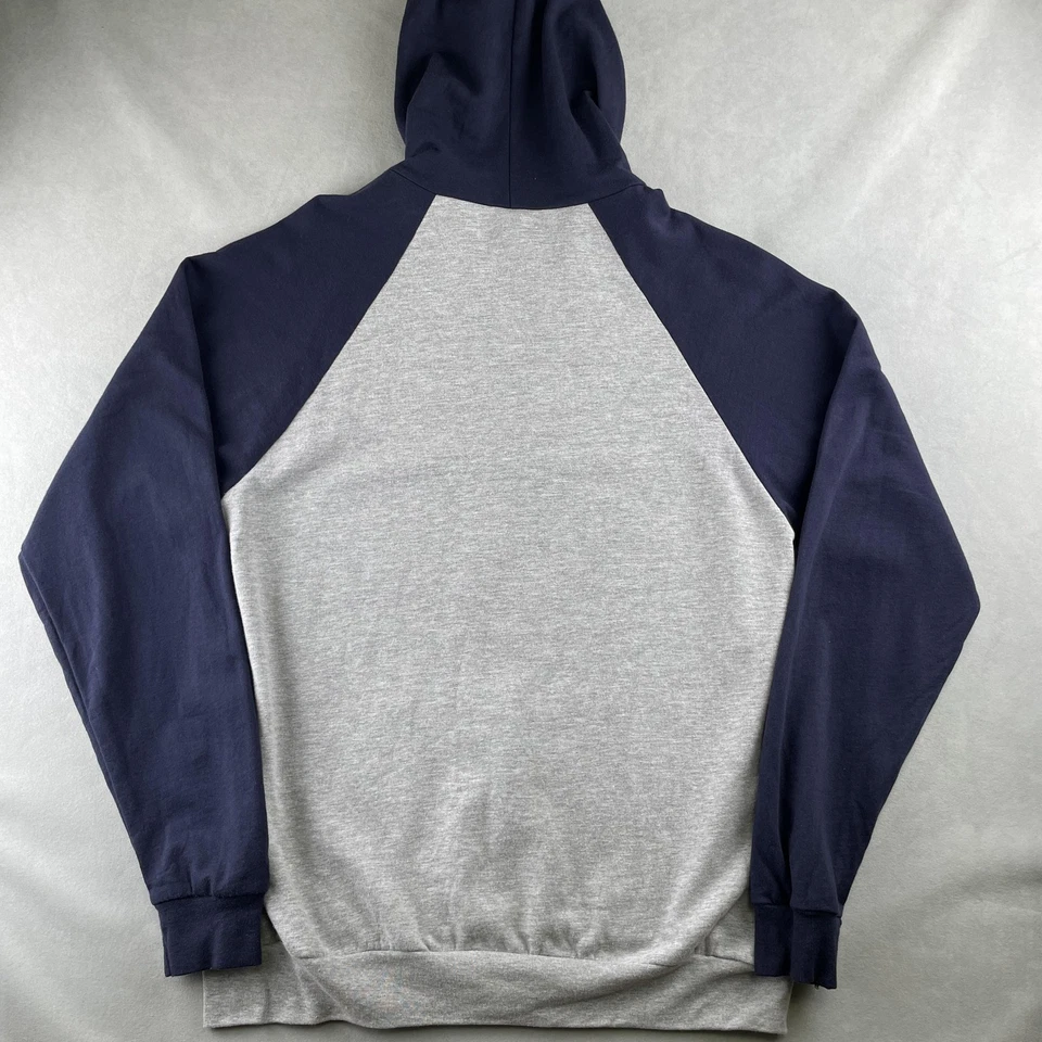 Sudadera con Capucha American Apparel Para Hombres L Gris Jaspeado Azul Marino Raglán Cremallera Completa Hecha en EE. UU. Rara Foto 3 de 4