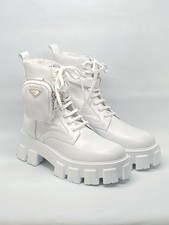 Prada Monolith Leather and Re-Nylon Boots with Pouch size 40