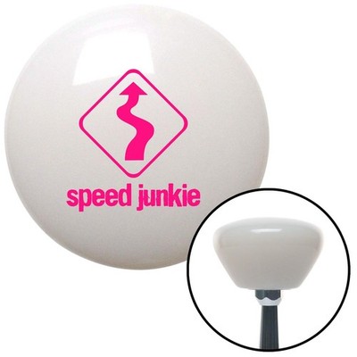 Pink Speed Junkie White Retro Shift Knob w/ M16x1.5 Insert Shifter Auto Manual