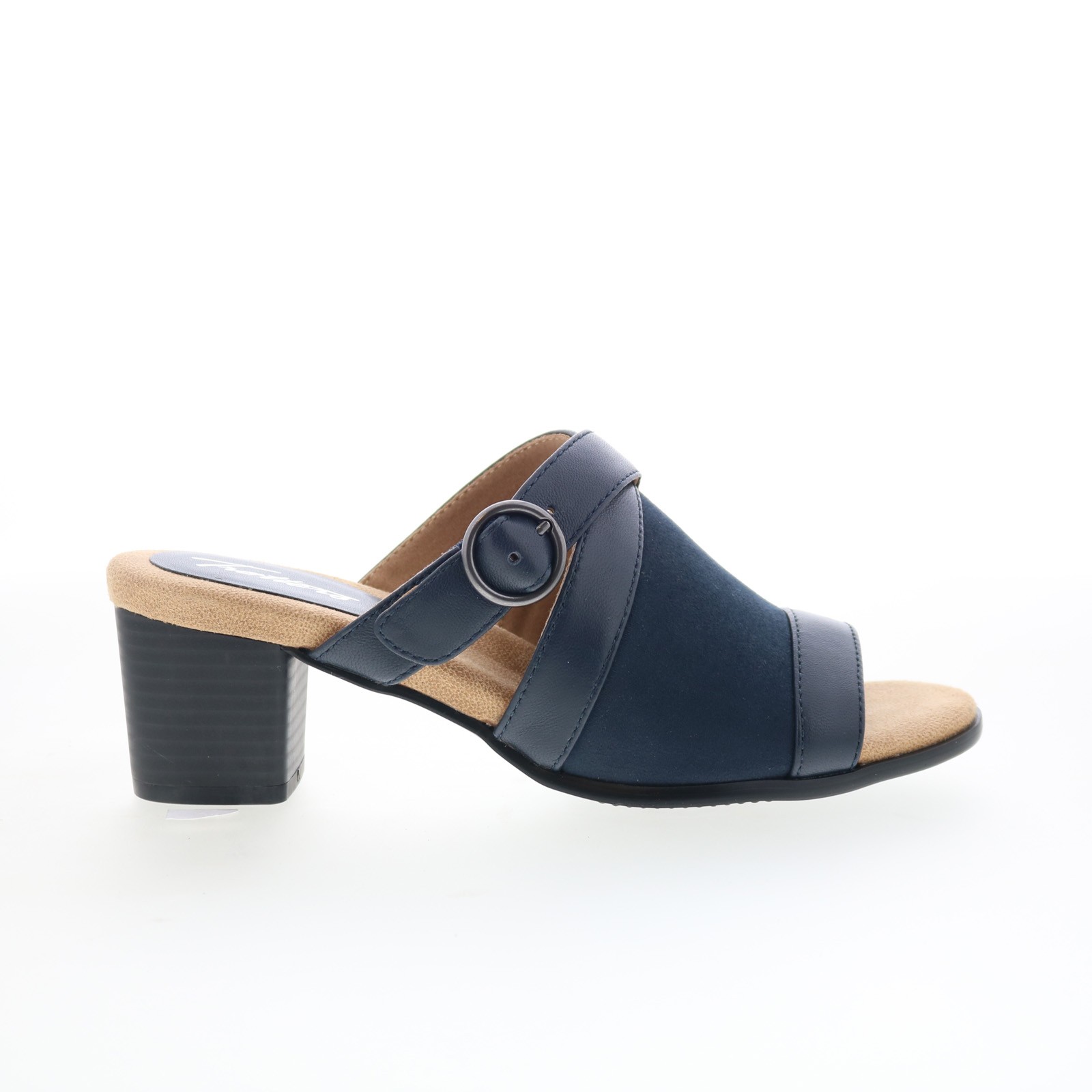 Trotters Mitzie T2515-400 Womens Blue Leather Slip On Heeled Sandals Shoes 24390₽