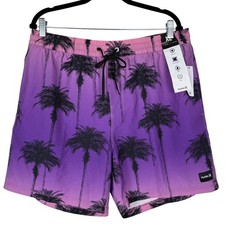 Hurley Swim Trunks Palm Tree Print Quick Multicolor Dry 4-Way Stretch XL NEW
