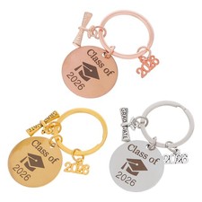 3 Pcs Graduation Season Stainless Steel Keychain Class Keychains