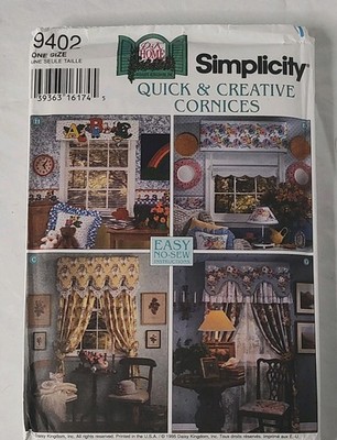 Simplicity 9402 Home Decor Cornices Sewing Pattern Easy No-Sew Vintage 1990s