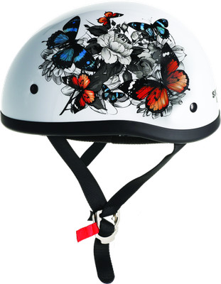 Bikers Choice Skid Lids White Rose Original Helmet - Medium, DOT Certified