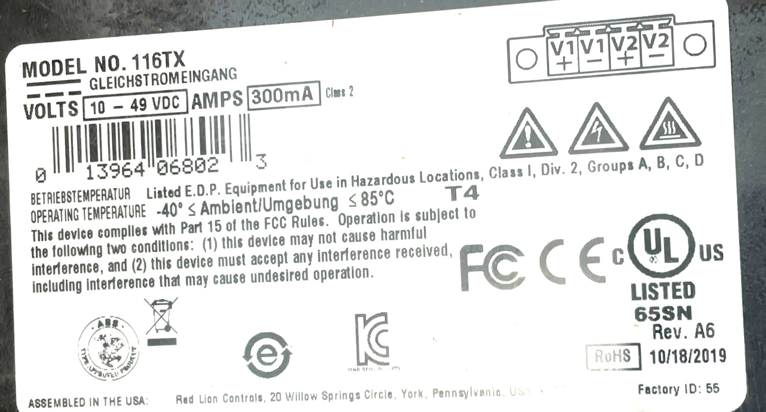 NEW RED LION CONTROLS N-TRON 116TX ETHERNET SWITCH