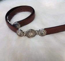 Fossil brown leather concho belt wmns sz med