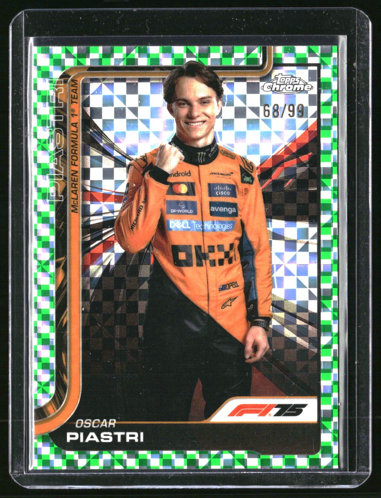 2025 Topps Chrome Formula 1 F1 Oscar Piastri Portrait Green Checker 68/99 #6
