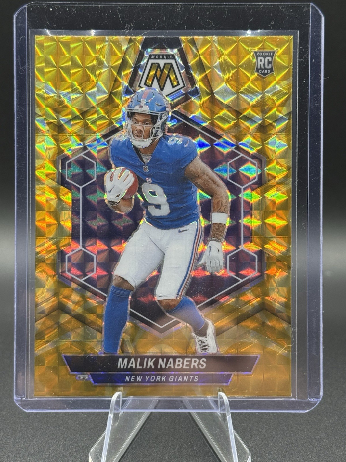 2024 Panini Mosaic - Rookies Malik Nabers #306 Reactive Yellow Mosaic Prizm (RC)