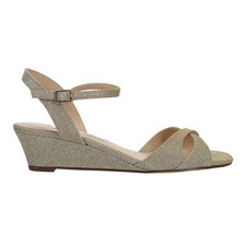 Nina Flora Glitter Wedge Womens Gold Dress Sandals FLORA-YY-715