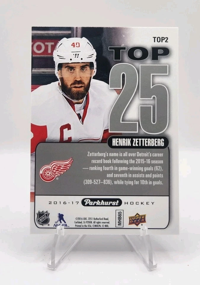 2016-17 Upper Deck Parkhurst Top 25 Henrik Zetterberg #TOP2 - Image 2 of 2