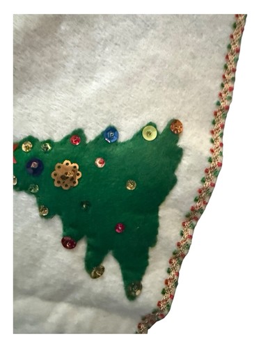 50er Vintage Filz Applikation Pailletten Bäume Glocken Weihnachten Rock kitschig MCM - Bild 3 von 21
