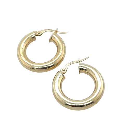 9ct Yellow Gold Hoop Earrings with Click Fittings - Picture 3 of 4
