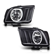 Fit For 2005-2009 Ford Mustang Black Led Halo Headlights Headlamps Leftright