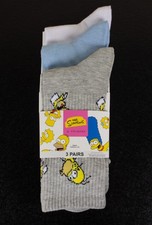 The Simpons 3 Pack Novelty Socks Primark Size UK 9 - 12 EU 43 - 46 New with Tags