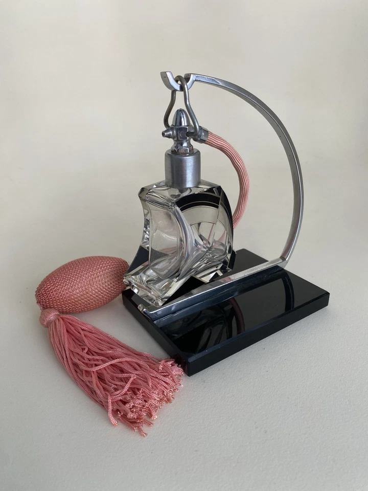 RARE ANTIQUE ART DECO KARL PALDA ‘SWING’ PERFUME ATOMISER AND CHROME STAND  - Image 2 of 4