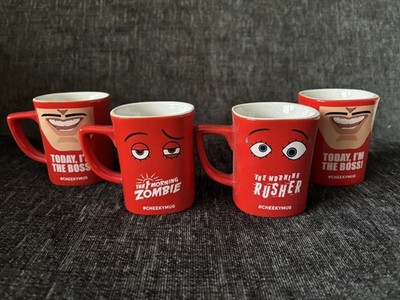 4 x Nescafé Red Square Cheeky Tassen The Morning Zombie Rusher Boss Set Konvolut Lot