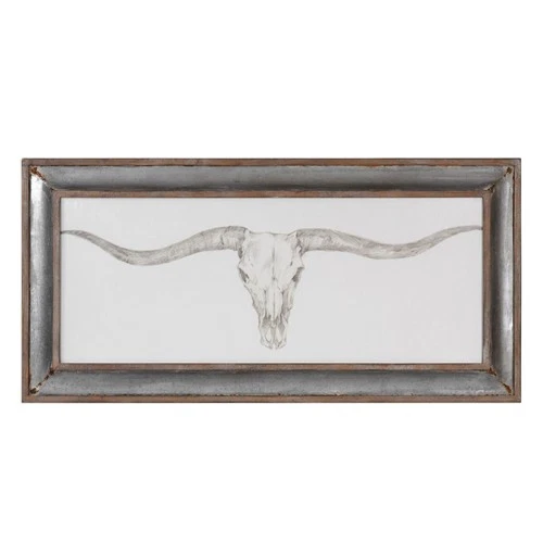 Uttermost 51106 34 Inch x 71 Inch "Western Skull Mount" Framed - Rust - Picture 1 of 2