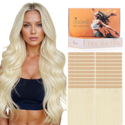 Hair Extensions Wide Tape in Wefts, Platinum Blonde 20 Inch 20Pcs 100G, Tape in 