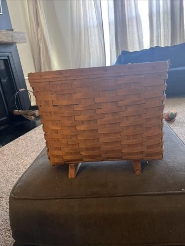 LONGABERGER Footed Magazine /Knitting Basket Handle 1985