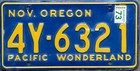 1964 -1973 Oregon License Plate - Pacific Wonderland — photo 1