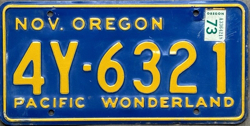 1964 -1973 Oregon License Plate - Pacific Wonderland