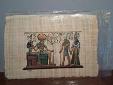 Egyptian Papyrus Painting, Unframed Unsealed  plus 2 Vintage Postcards
