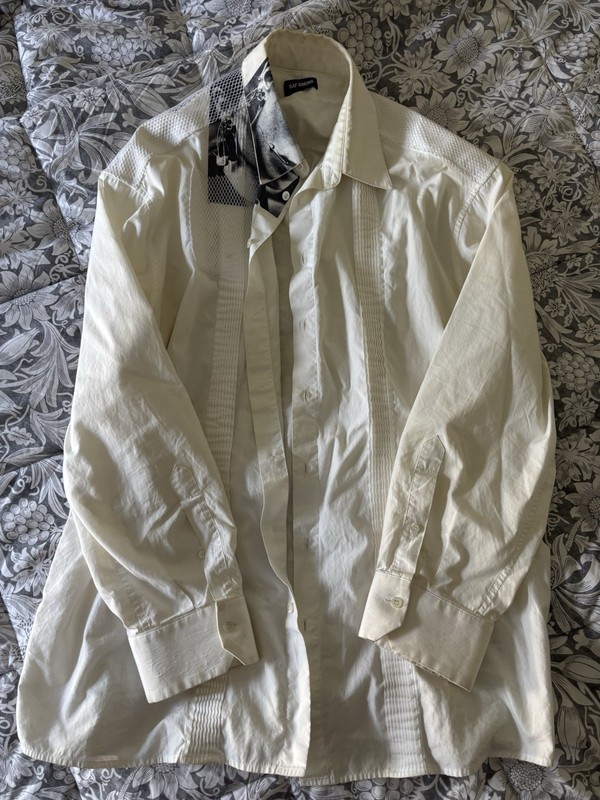 Raf Simons 19SS Collar Patch Big Fit Shirt Patch Long Sleeve XL White Used