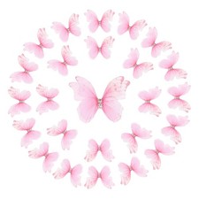 25Pcs Organza Fabric Butterflies,30mm 3D Sheer Mesh Butterfly, Deep Pink