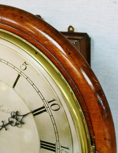 Antique English Johnson Of London 8 Day Fusee Walnut Railway Dial Wall Clock - Picture 4 of 19