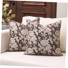 Floral Pillow Covers 18x18 Set of 2, Vintage 18" x 18" Pack of 2 Dark Brown