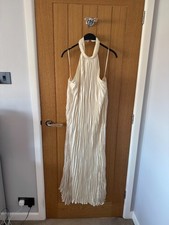 BNWT ZARA Cream Long Dress with Pleats Size M-L