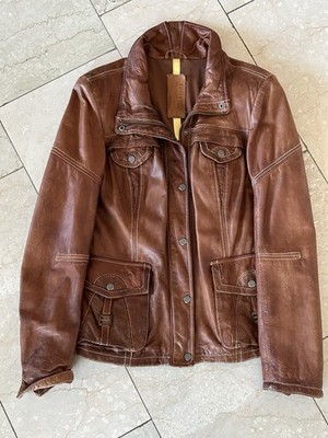 Milestone Lederjacke Damen Gr. 38 - Cognac