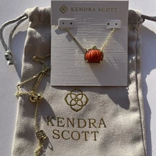 🎃✨Kendra Scott Pumpkin Gold Short Pendant Necklace New 🎃✨