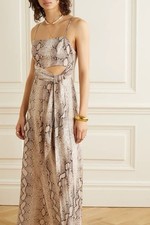ZIMMERMANN-SIZE 0 (AU8/US 4) BELLITUDE PYTHON SNAKESKIN LINEN CUT OUT MIDI DRESS