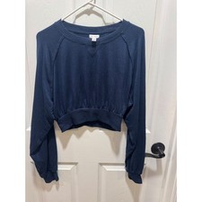 Cropped Sweatshirt Women's Medium Navy