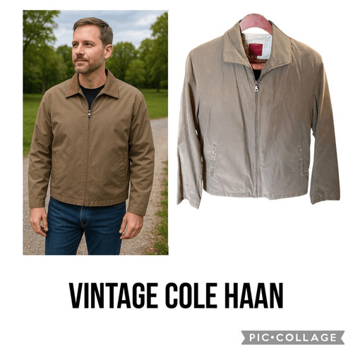 Cole Haan, Vintage Cole Haan Country Lightweight Jacket Suede Trim 1990s Size Small