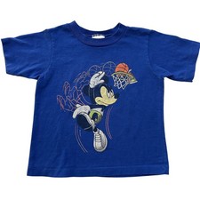 VTG 90s Allison Mickey Mouse Basketball Shirt Kids 5/6 Made in USA Double Sided