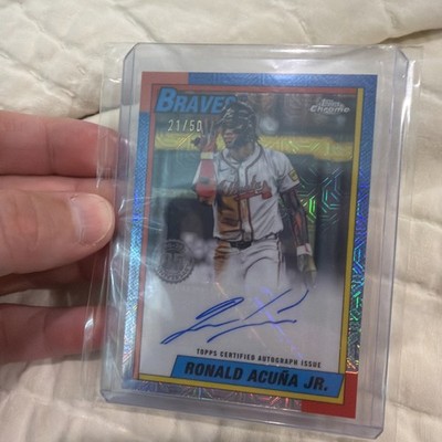 2025 Topps Chrome Ronald Acuña Jr. 1990 Anniversary Blue Wave Autograph #21