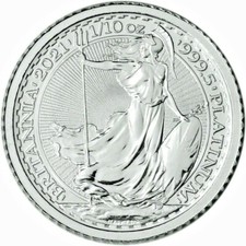 ONE 2021 GREAT BRITAIN 1/10 OZ PLATINUM BRITANNIA £10 - BU IN FLIP (Last Image) 2879.50 per troy oz