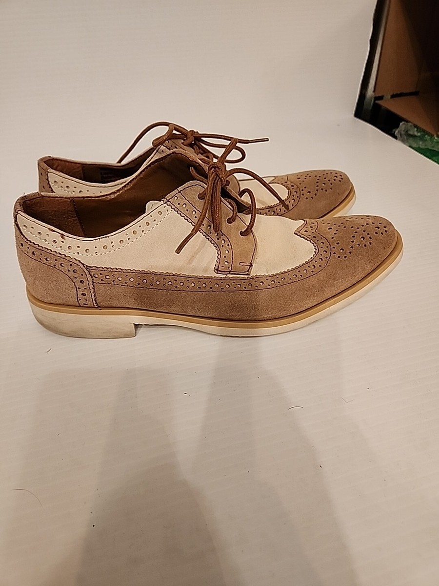 Mens 24890-288 Stacy Adams Tan Cream Suede Wingtip Derby  display picture 1