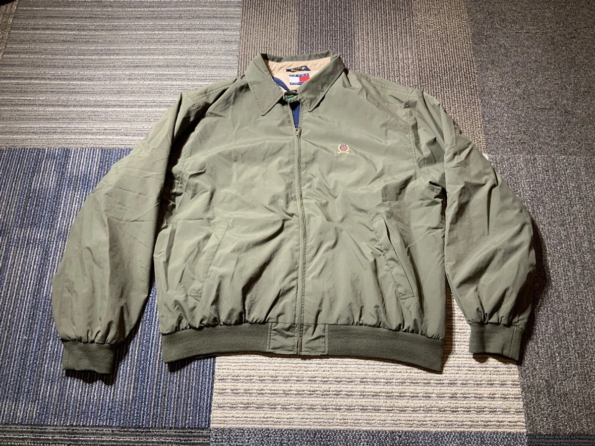 Tommy Mens XL Olive Army Green Lined Bomber Crest | eBay