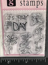 Studio G Clear Stamps Crafts It’s Your Day Thinking Of You Flowers Butterfly