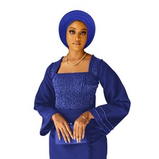 Aso Oke African Headtie Auto Gele Nigerian Women Hijab Cap Headwear Turban Hat