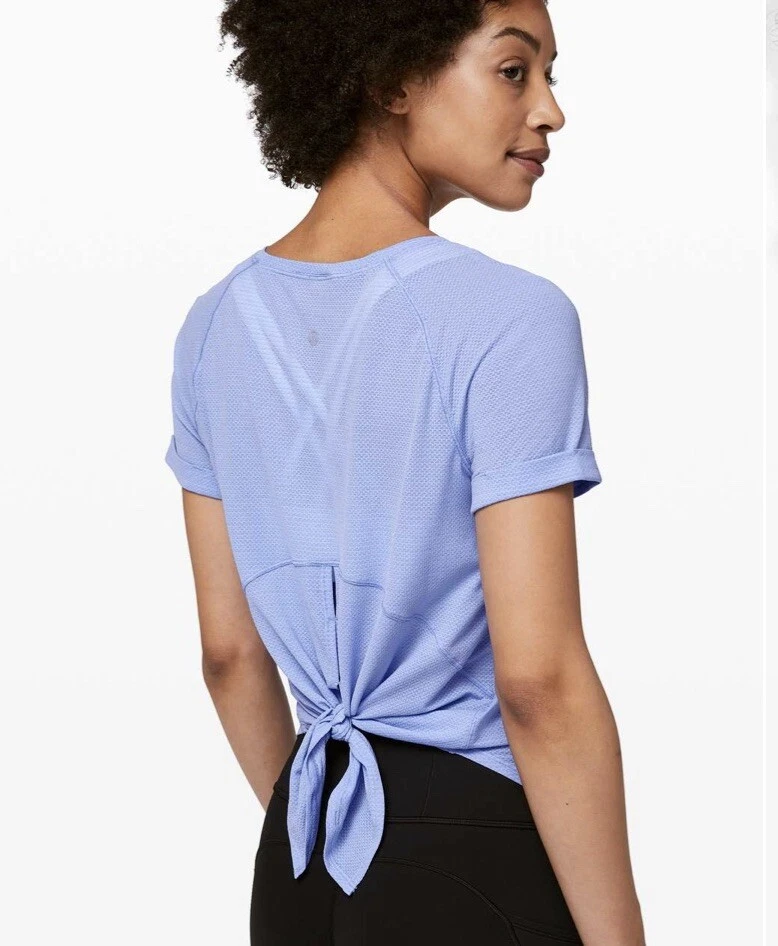 Lululemon Hydrangea Blue Open Up Tie Back Tee Shirt Short Sleeve